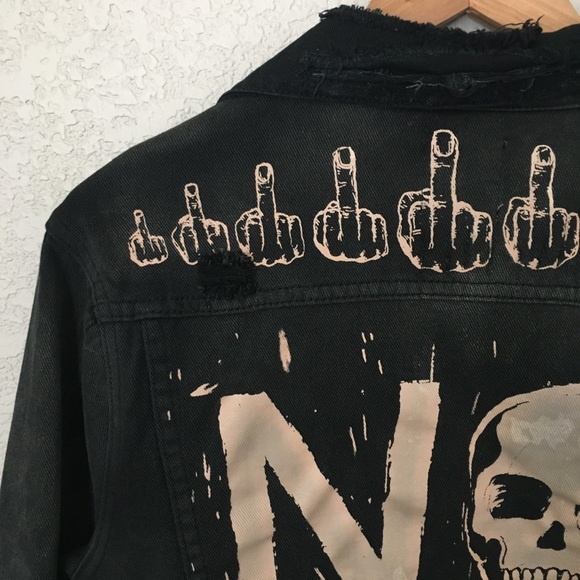 UNIF Distressed No Hope Black Denim Jacket XS - Picture 7 of 7